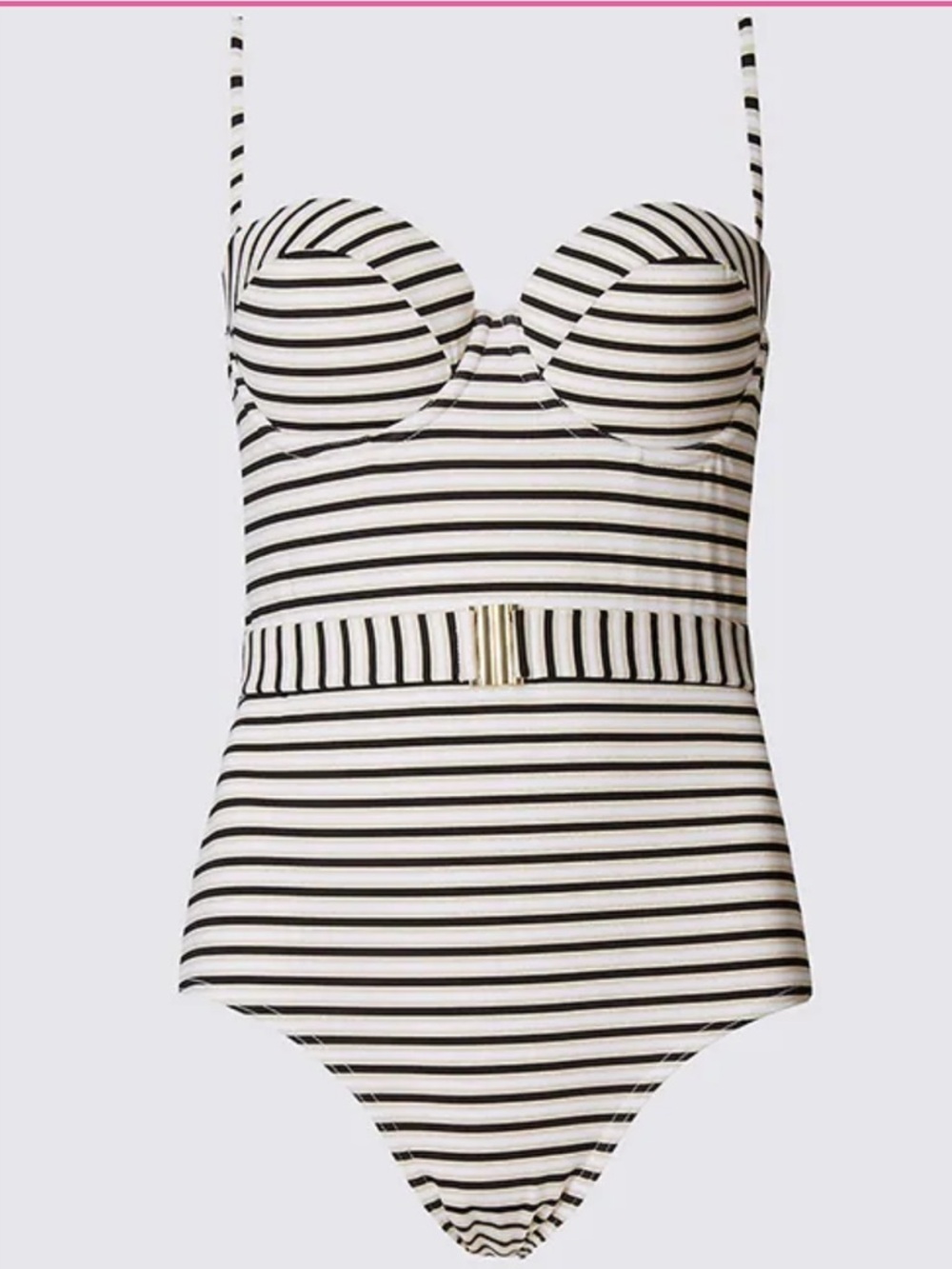 Marks & Spencer Swim Striped Removable Belt Underwire One-Piece Swimsuit